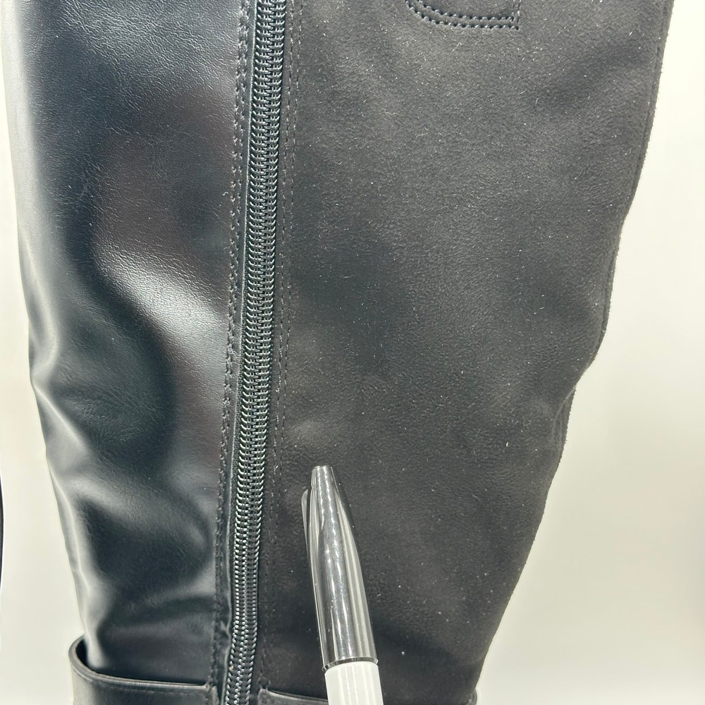 NWD Liz Claiborne Hemlock Black Faux Leather Block Heel Riding Boots Womens 6M - Picture 12 of 12